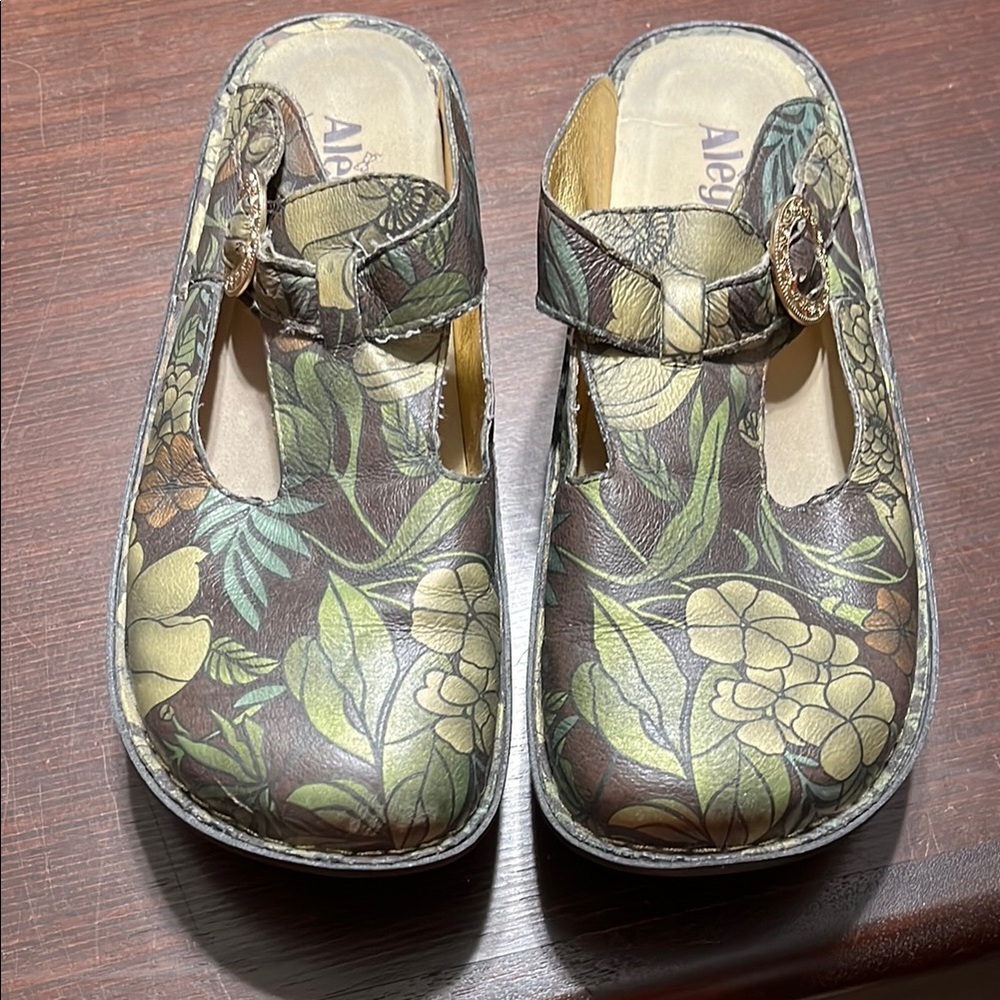 Alegria Green and Brown Dress Shoes with Supportive Footbed 41